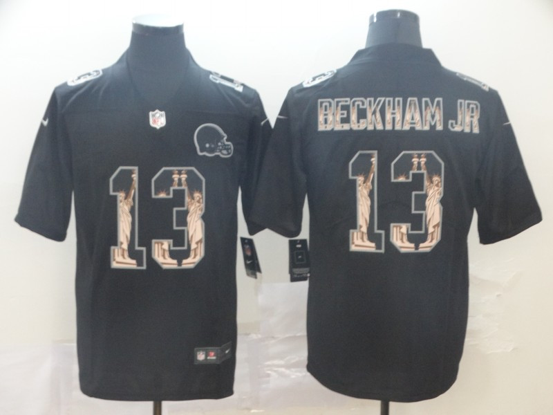 Personalized Browns 13 Odell Beckham Jr. Black Statue Of Liberty Limited Jersey