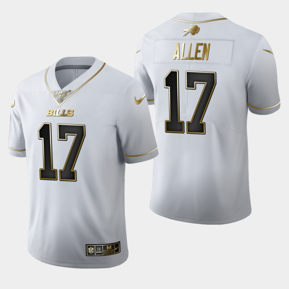Personalized Bills 17 Josh Allen White 100th Season Untouchable Limited Jersey