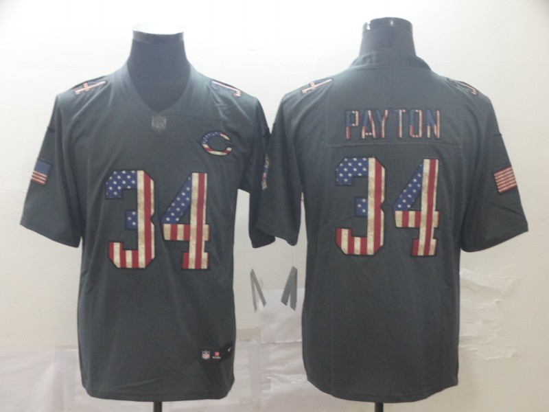 Personalized Bears 34 Walter Payton 2019 Salute To Service USA Flag Fashion Limited Jersey