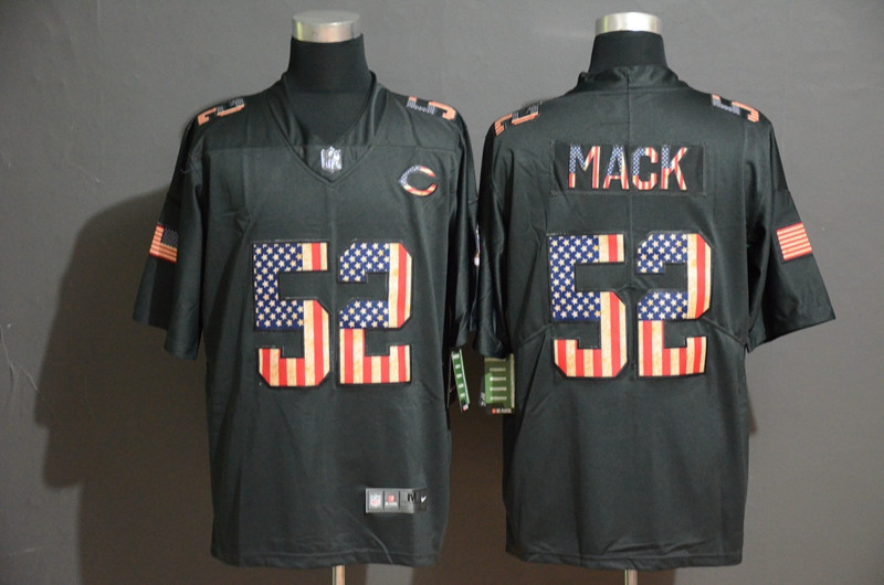 Personalized Bears 52 Khalil Mack 2019 Black Salute To Service USA Flag Fashion Limited Jersey