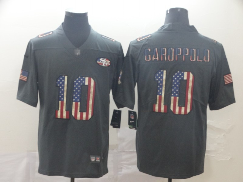 Personalized 49ers 10 Jimmy Garoppolo 2019 Salute To Service USA Flag Fashion Limited Jersey