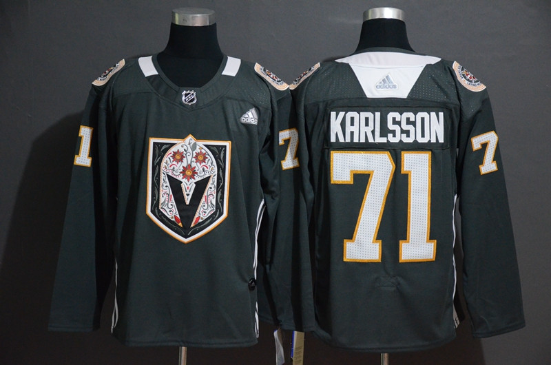 Personalized Vegas Golden Knights 71 William Karlsson Gray Dia De Los Muertos Jersey