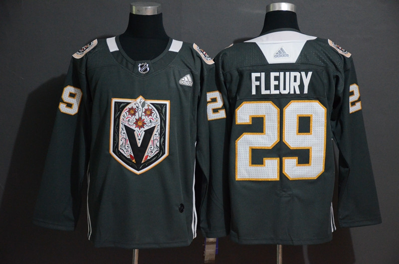 Personalized Vegas Golden Knights 29 Marc-Andre Fleury Gray Dia De Los Muertos Jersey