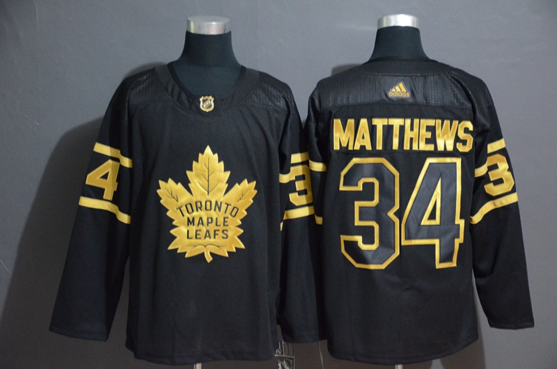 Personalized Maple Leafs 34 Auston Matthews Black Gold Jersey