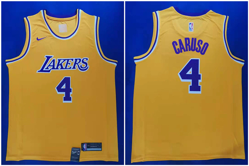 Personalized Lakers 4 Alex Caruso Yellow City Edition Swingman Jersey