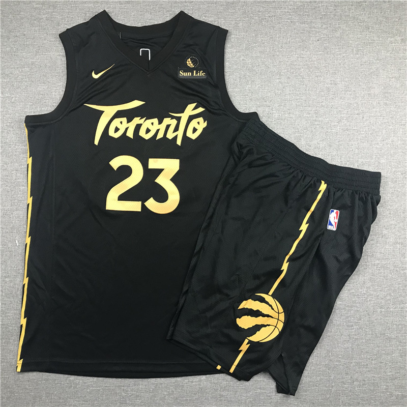 Personalized Raptors 23 Fred Vanvleet Black City Edition Swingman Jersey(With Shorts)