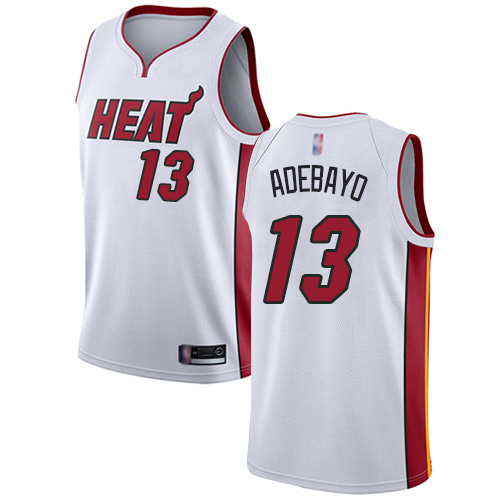 Personalized Heat #13 Bam Adebayo White Basketball Swingman Association Edition Jersey
