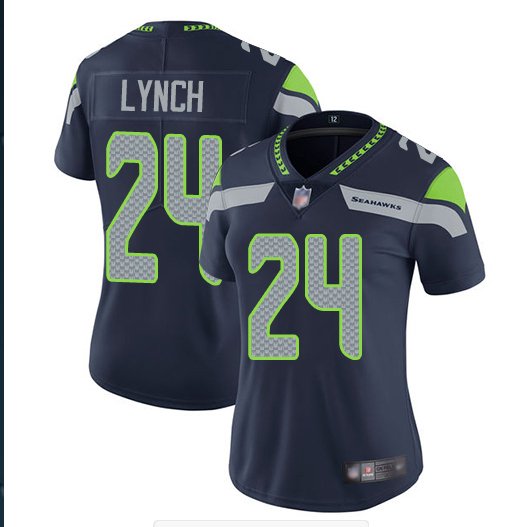 Personalized Women Seahawks 24 Marshawn Lynch Navy Women Untouchable Limited Jersey