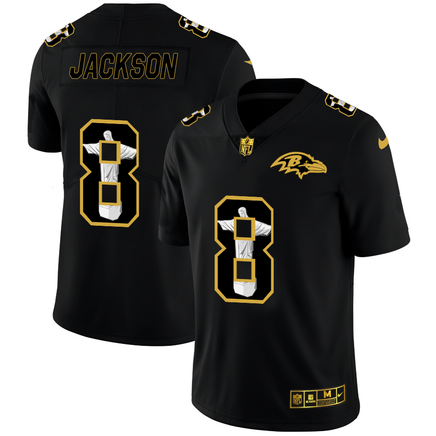 Personalized Ravens 8 Lamar Jackson Black Jesus Faith Edition Limited Jersey