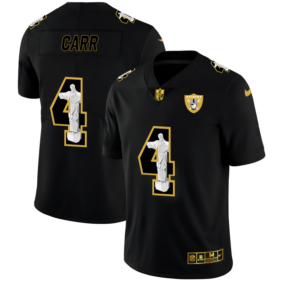 Personalized Raiders 4 Derek Carr Black Jesus Faith Edition Limited Jersey