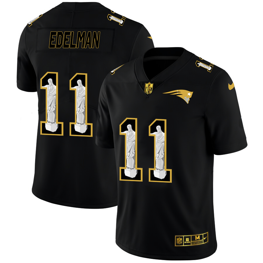 Personalized Patriots 11 Julian Edelman Black Jesus Faith Edition Limited Jersey
