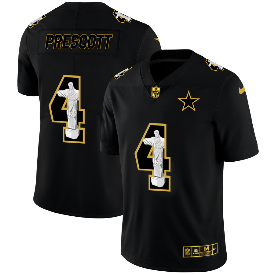 Personalized Cowboys 4 Dak Prescott Black Jesus Faith Edition Limited Jersey