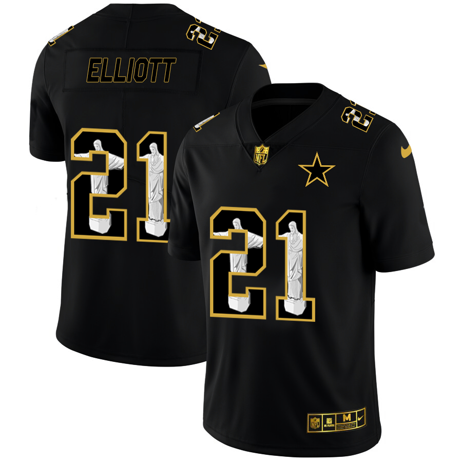 Personalized Cowboys 21 Ezekiel Elliott Black Jesus Faith Edition Limited Jersey