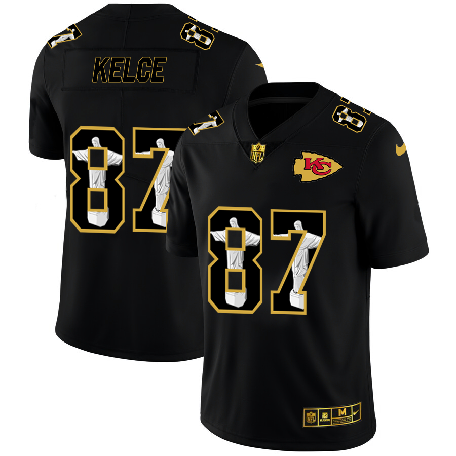 Personalized Chiefs 87 Travis Kelce Black Jesus Faith Edition Limited Jersey