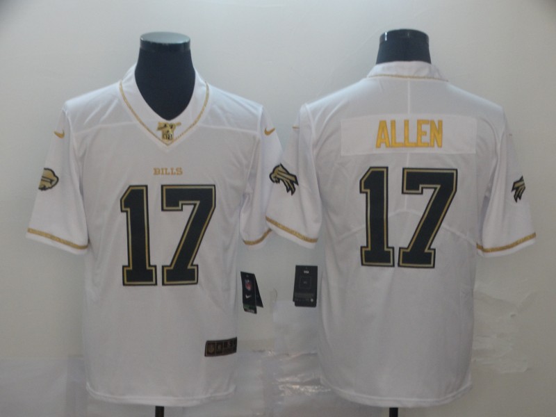 Personalized Bills 17 Josh Allen White Gold Untouchable Limited Jersey