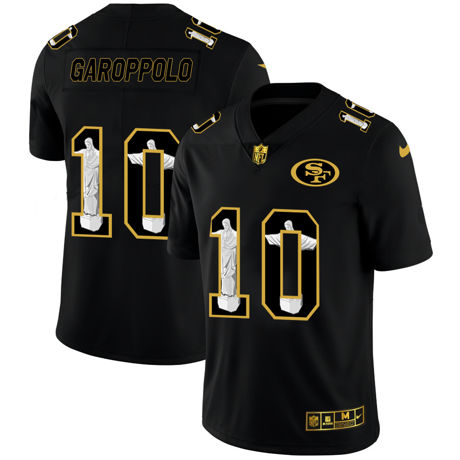 Personalized 49ers 10 Jimmy Garoppolo Black Jesus Faith Edition Limited Jersey
