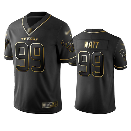 Personalized Texans #99 J.J. Watt Black Men’s Stitched Football Limited Golden Edition Jersey