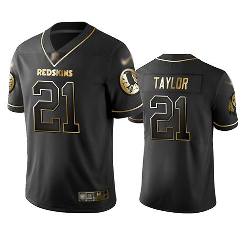 Personalized Redskins #21 Sean Taylor Black Men’s Stitched Football Limited Golden Edition Jersey
