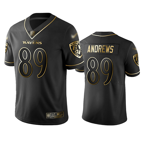 Personalized Ravens #89 Mark Andrews Black Men’s Stitched Football Limited Golden Edition Jersey