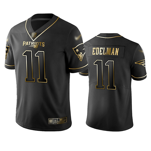 Personalized Patriots #11 Julian Edelman Black Men’s Stitched Football Limited Golden Edition Jersey