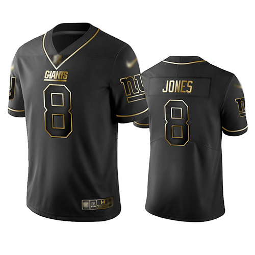 Personalized Giants #8 Daniel Jones Black Men’s Stitched Football Limited Golden Edition Jersey