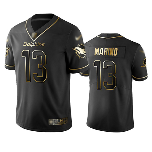 Personalized Dolphins #13 Dan Marino Black Men’s Stitched Football Limited Golden Edition Jersey
