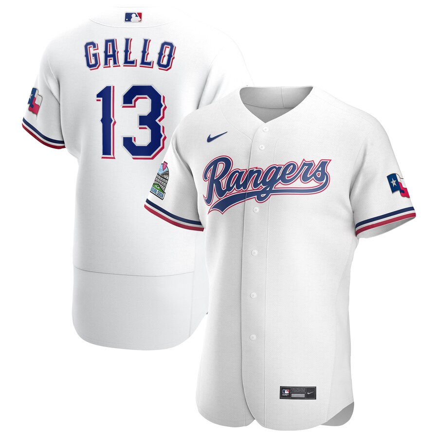Personalized Rangers 13 Joey Gallo White 2020 Flexbase Jersey