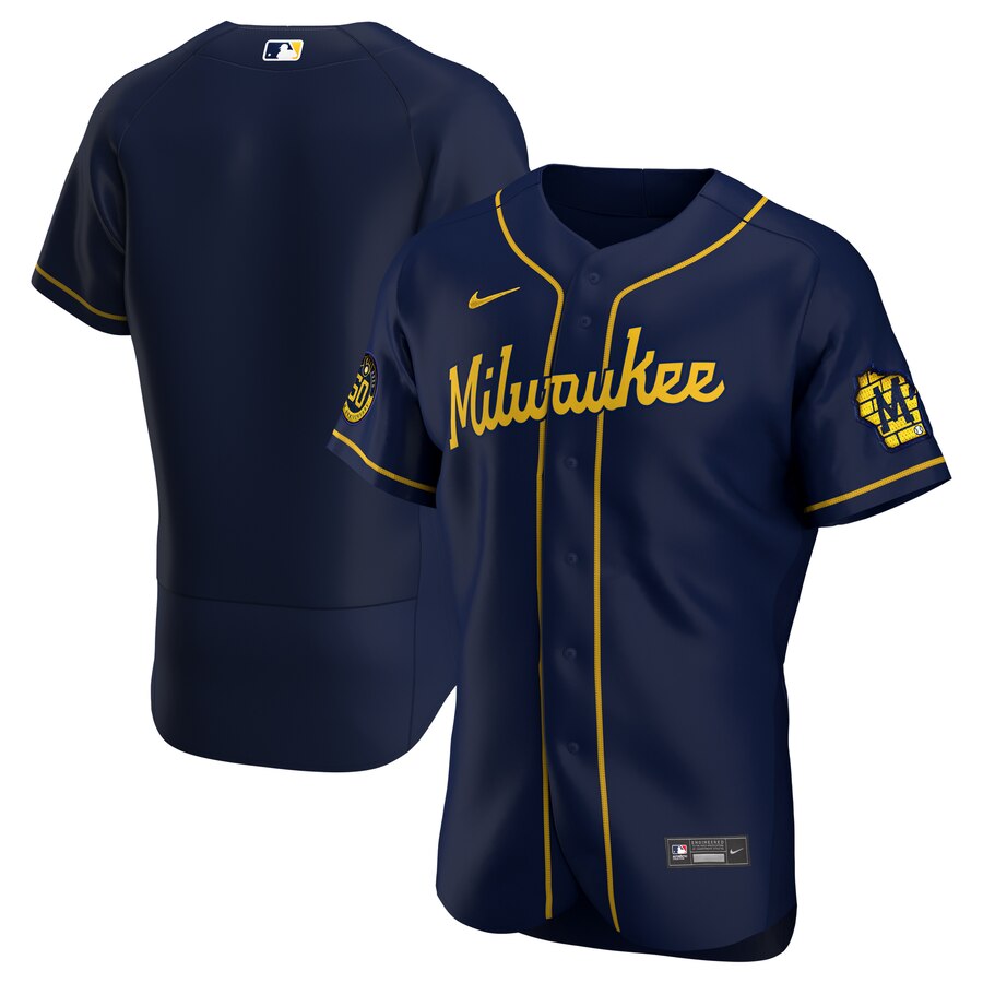 Personalized Brewers Blank Navy 2020 Flexbase Jersey