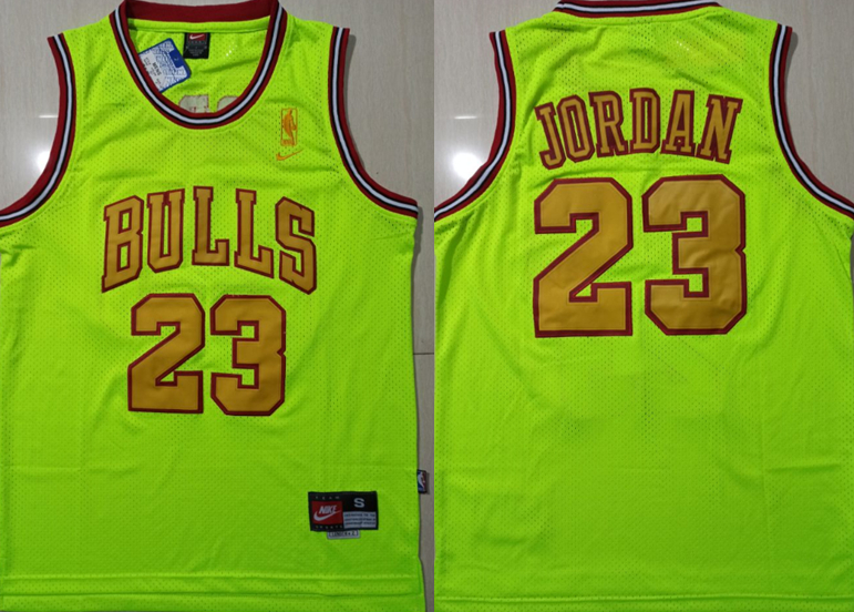 Personalized Bulls 23 Michael Jordan Fluorescent Green Mesh Swingman Jersey