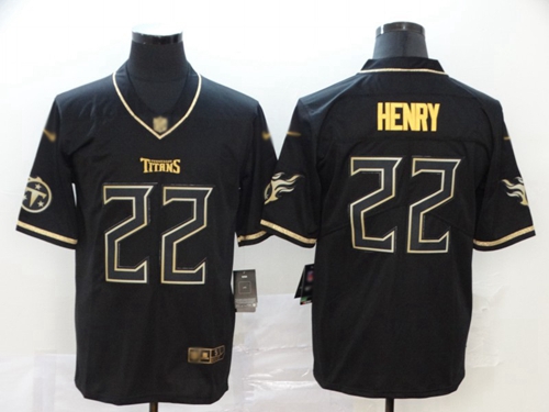 Personalized Titans #22 Derrick Henry Black Men’s Stitched Football Limited Golden Edition Jersey