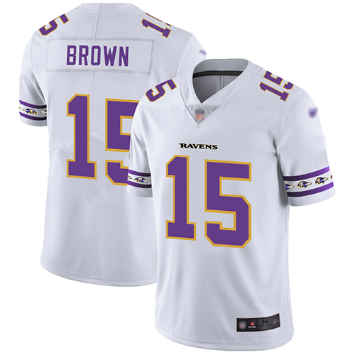 Personalized Ravens #15 Marquise Brown White Men’s Stitched Football Limited Team Logo Fashion Jersey
