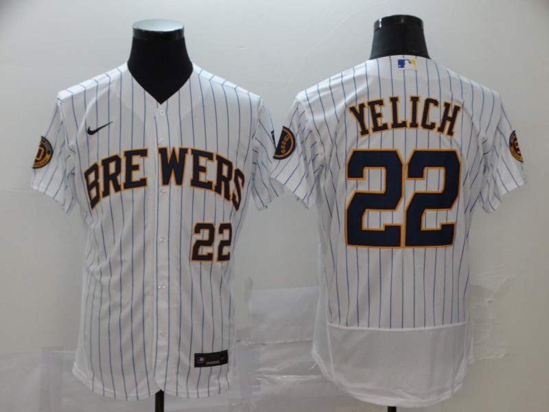 Personalized Brewers 22 Christian Yelich White 2020 Flexbase Jersey