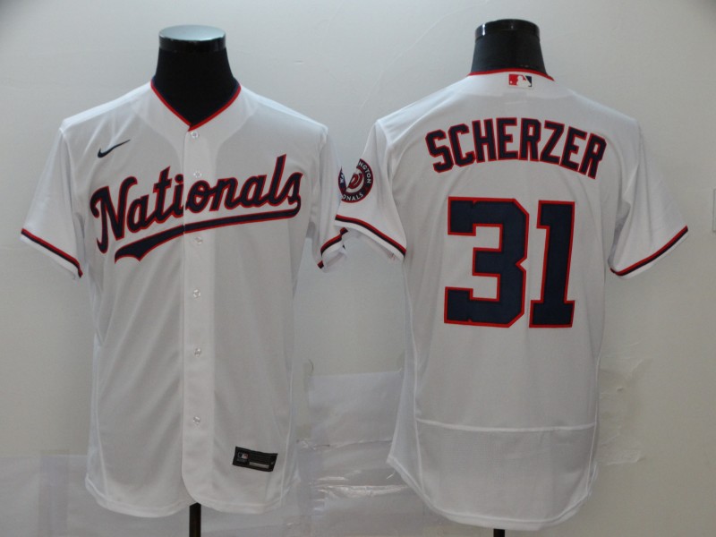Personalized Nationals 31 Max Scherzer White 2020 Flexbase Jersey