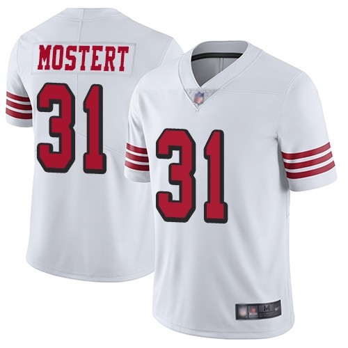 Personalized 49ers 31 Raheem Mostert White Color Rush Untouchable Limited Jersey