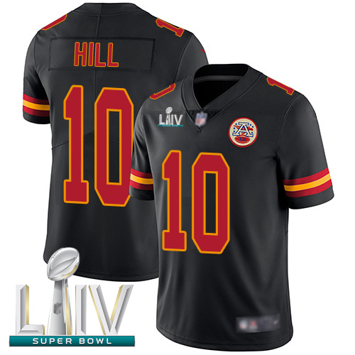 Personalized Chiefs #10 Tyreek Hill Black Super Bowl LIV Bound Youth Stitched Football Limited Rush Jersey