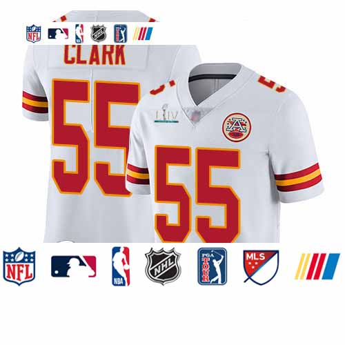 Personalized Chiefs #55 Frank Clark White Super Bowl LIV Bound Youth Stitched Football Untouchable Limited Jersey