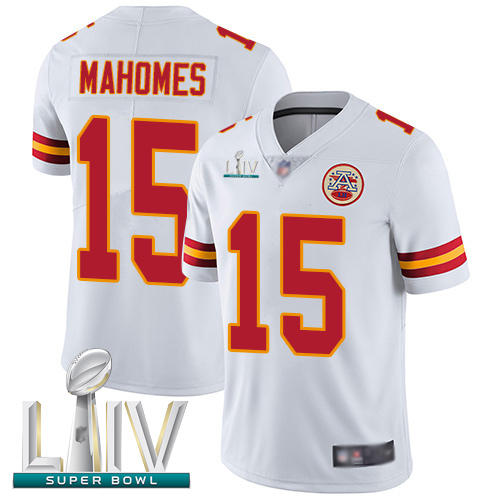 Personalized Chiefs #15 Patrick Mahomes White Super Bowl LIV Bound Youth Stitched Football Untouchable Limited Jersey