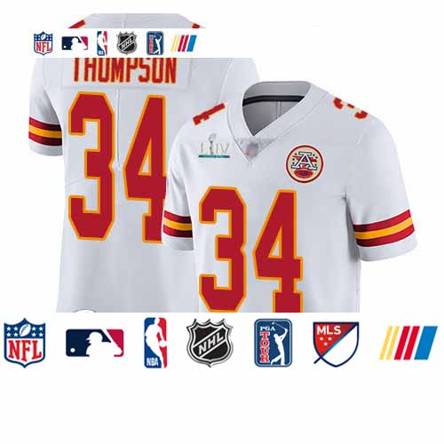Personalized Chiefs #34 Darwin Thompson White Super Bowl LIV Bound Youth Stitched Football Untouchable Limited Jersey