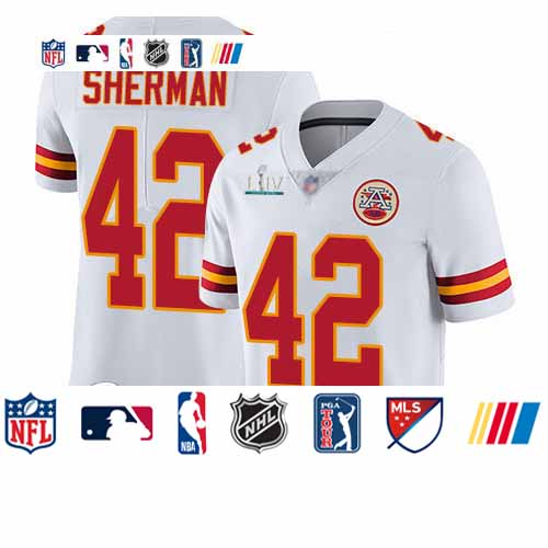 Personalized Chiefs #42 Anthony Sherman White Super Bowl LIV Bound Youth Stitched Football Untouchable Limited Jersey