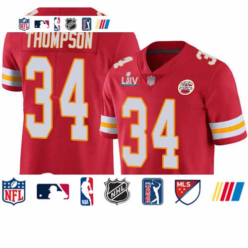 Personalized Chiefs #34 Darwin Thompson Red Team Color Super Bowl LIV Bound Youth Stitched Football Untouchable Limited Jersey