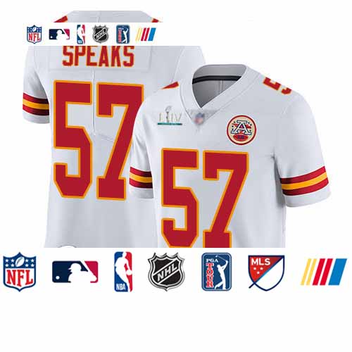 Personalized Chiefs #57 Breeland Speaks White Super Bowl LIV Bound Youth Stitched Football Untouchable Limited Jersey
