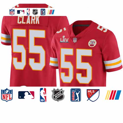 Personalized Chiefs #55 Frank Clark Red Team Color Super Bowl LIV Bound Youth Stitched Football Untouchable Limited Jersey