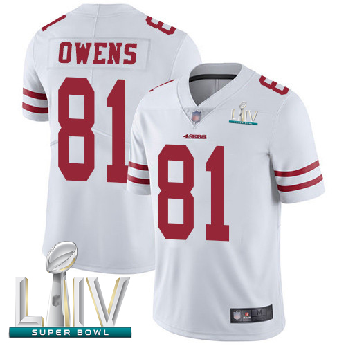 Personalized 49ers #81 Terrell Owens White Super Bowl LIV Bound Youth Stitched Football Untouchable Limited Jersey