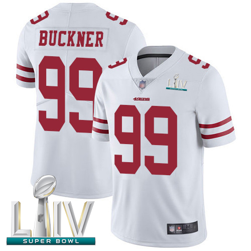 Personalized 49ers #99 DeForest Buckner White Super Bowl LIV Bound Youth Stitched Football Untouchable Limited Jersey