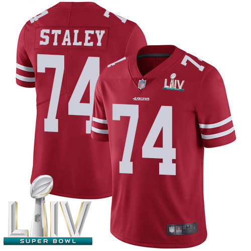 Personalized 49ers #74 Joe Staley Red Team Color Super Bowl LIV Bound Youth Stitched Football Untouchable Limited Jersey