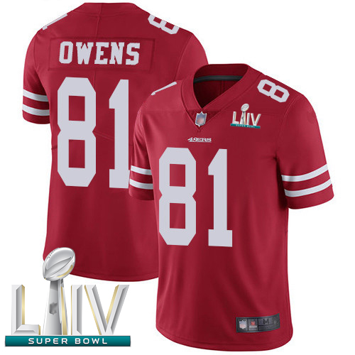 Personalized 49ers #81 Terrell Owens Red Team Color Super Bowl LIV Bound Youth Stitched Football Untouchable Limited Jersey