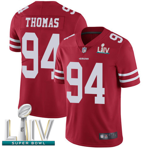 Personalized 49ers #94 Solomon Thomas Red Team Color Super Bowl LIV Bound Youth Stitched Football Untouchable Limited Jersey