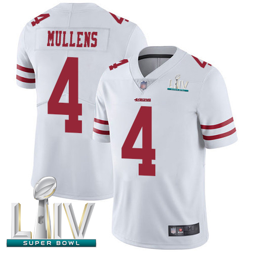 Personalized 49ers #4 Nick Mullens White Super Bowl LIV Bound Youth Stitched Football Untouchable Limited Jersey