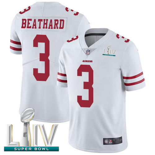 Personalized 49ers #3 C.J. Beathard White Super Bowl LIV Bound Youth Stitched Football Untouchable Limited Jersey