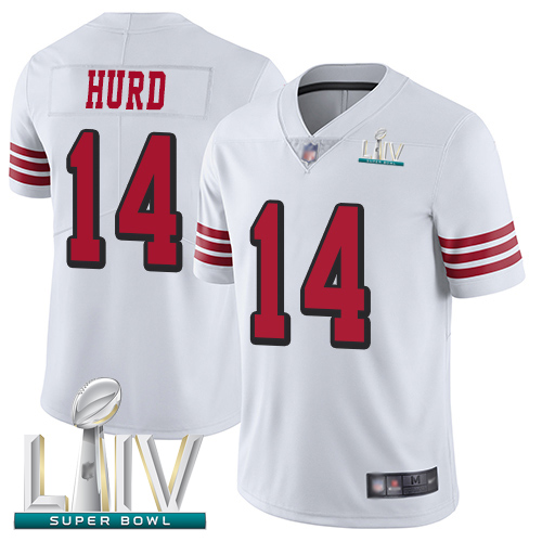 Personalized 49ers #14 Jalen Hurd White Rush Super Bowl LIV Bound Youth Stitched Football Untouchable Limited Jersey